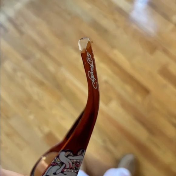 Ed Hardy Brown Sunglasses with Multicolor Design - Picture 7 of 8